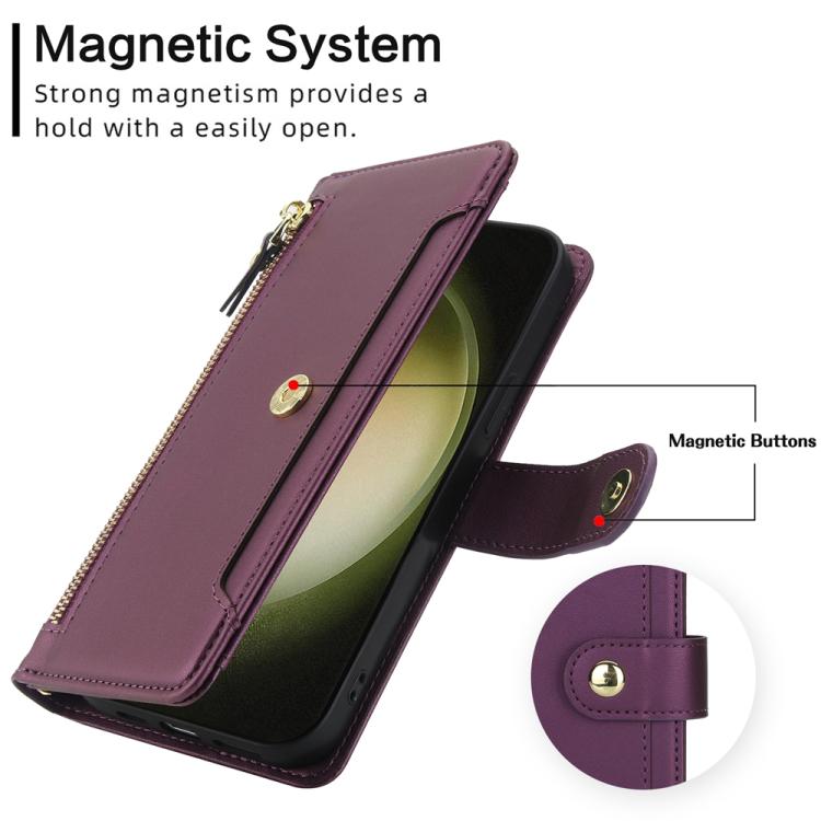 For Samsung Galaxy S23 Ultra 5G Seven Card Slots Zipper Wallet Leather Phone Case with Lanyard