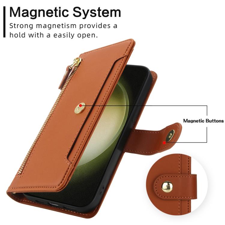 For Samsung Galaxy S23 Ultra 5G Seven Card Slots Zipper Wallet Leather Phone Case with Lanyard