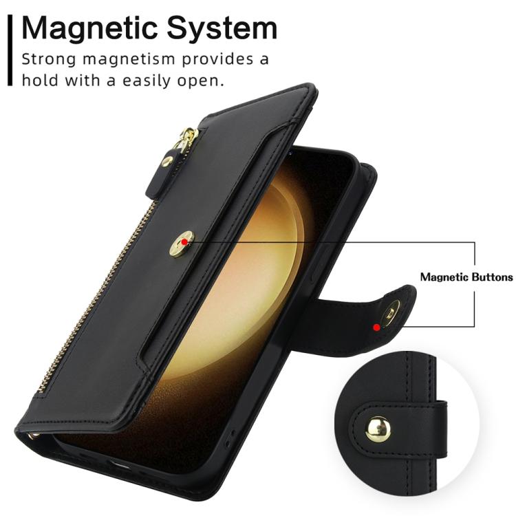 For Samsung Galaxy S23 5G Seven Card Slots Zipper Wallet Leather Phone Case with Lanyard