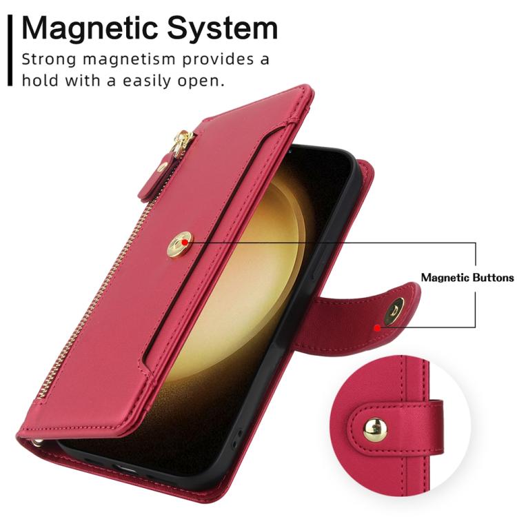 For Samsung Galaxy S23 5G Seven Card Slots Zipper Wallet Leather Phone Case with Lanyard