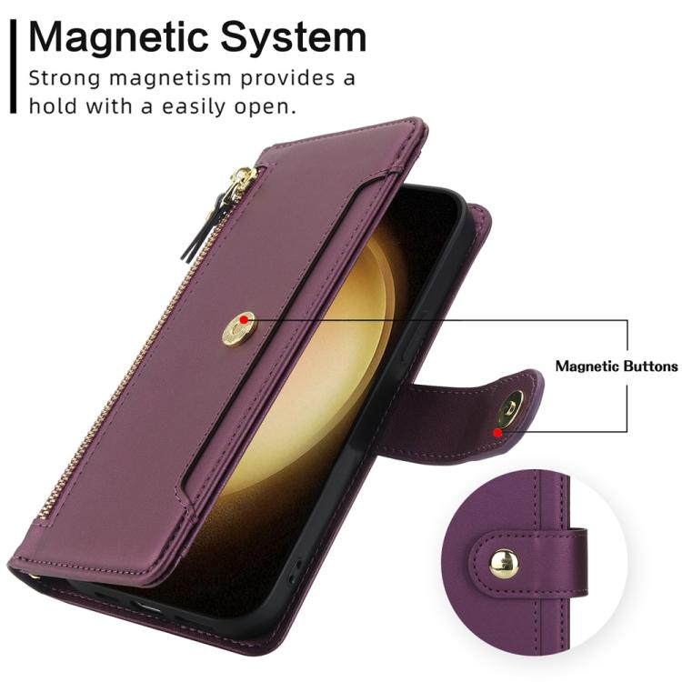 For Samsung Galaxy S23 5G Seven Card Slots Zipper Wallet Leather Phone Case with Lanyard