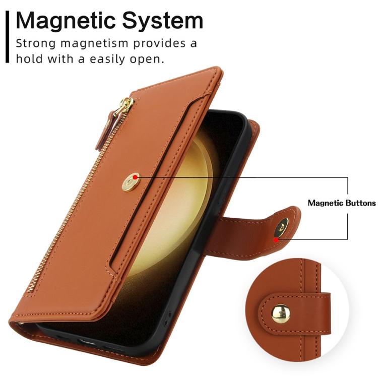 For Samsung Galaxy S23 5G Seven Card Slots Zipper Wallet Leather Phone Case with Lanyard