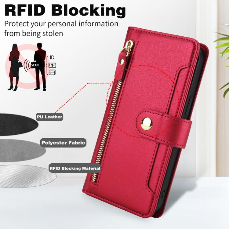 For Samsung Galaxy S23 FE 5G Seven Card Slots Zipper Wallet Leather Phone Case with Lanyard