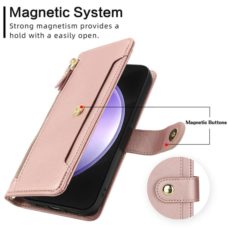 For Samsung Galaxy S23 FE 5G Seven Card Slots Zipper Wallet Leather Phone Case with Lanyard