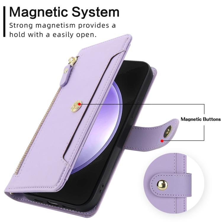 For Samsung Galaxy S23 FE 5G Seven Card Slots Zipper Wallet Leather Phone Case with Lanyard