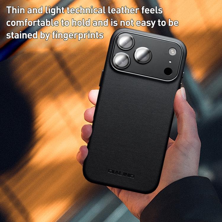 For iPhone Air QIALINO Technology Leather MagSafe Phone Case - Black