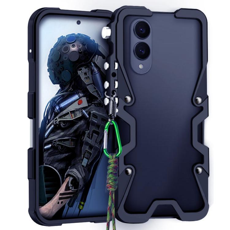 For Samsung Galaxy S25 Edge 5G Trigger Design Hollow Metal Frame Phone Case with Lanyard
