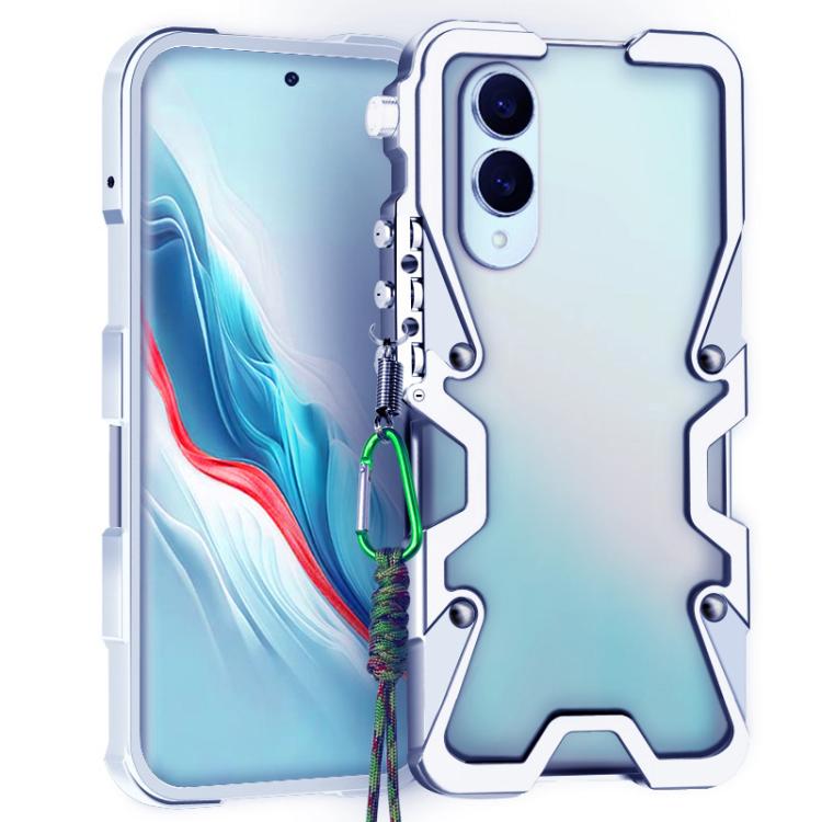 For Samsung Galaxy S25 Edge 5G Trigger Design Hollow Metal Frame Phone Case with Lanyard