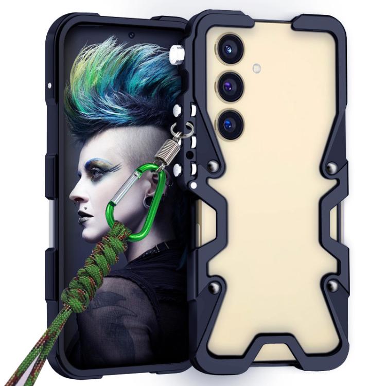 For Samsung Galaxy S25+ 5G Trigger Design Hollow Metal Frame Phone Case with Lanyard