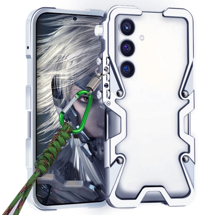 For Samsung Galaxy S25+ 5G Trigger Design Hollow Metal Frame Phone Case with Lanyard