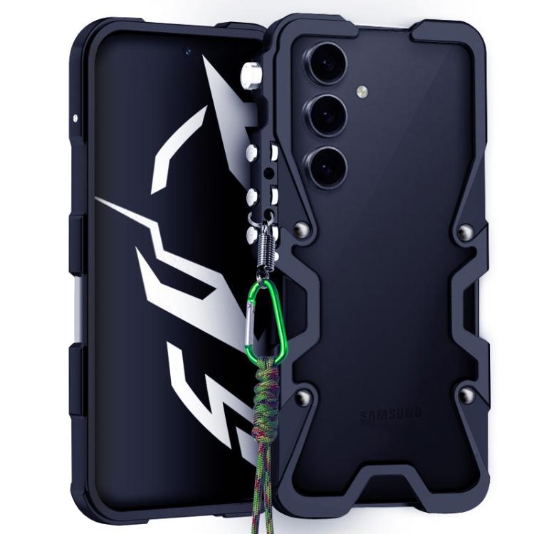 For Samsung Galaxy S24 FE 5G Trigger Design Hollow Metal Frame Phone Case with Lanyard