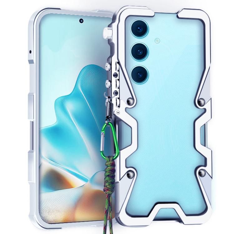 For Samsung Galaxy S25 FE 5G Trigger Design Hollow Metal Frame Phone Case with Lanyard