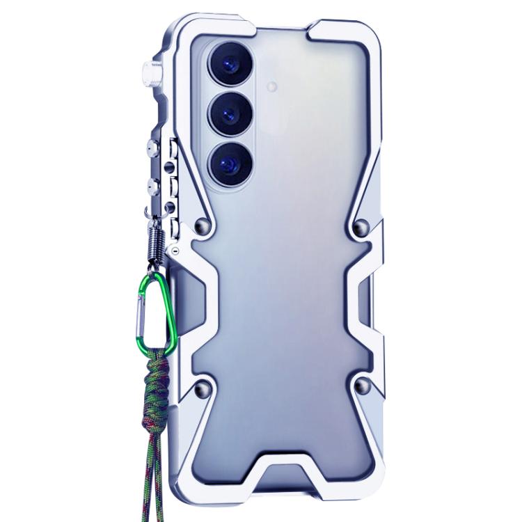 For Samsung Galaxy S26+ 5G Trigger Design Hollow Metal Frame Phone Case with Lanyard