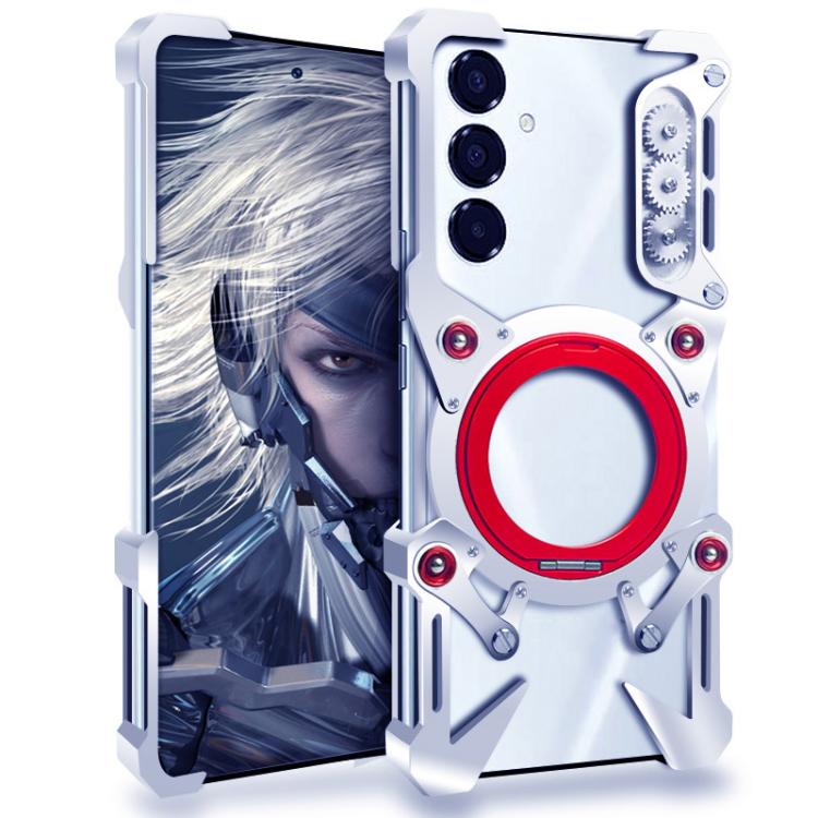 For Samsung Galaxy S25+ 5G Rotating Bracket Hollow Metal Phone Case with Lanyard