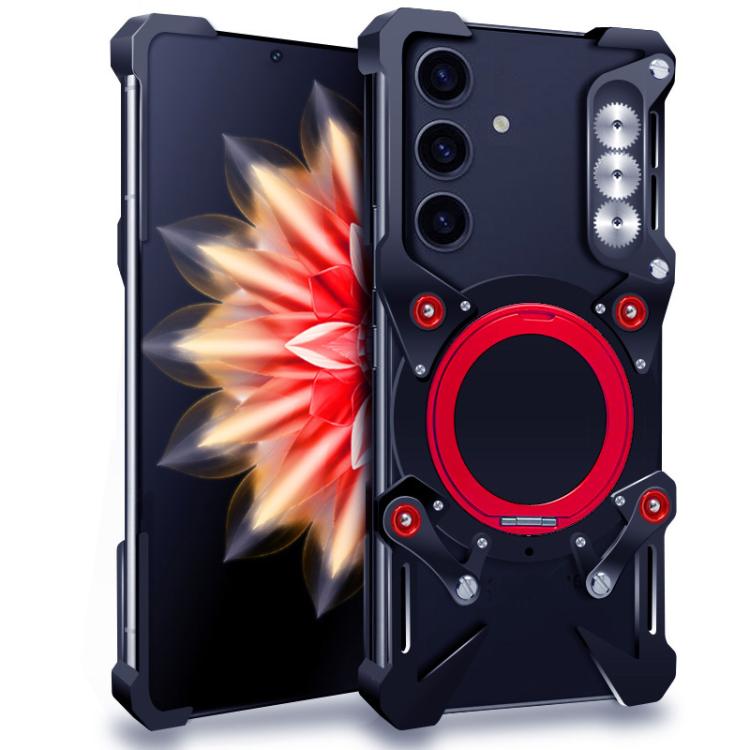 For Samsung Galaxy S23 FE 5G Rotating Bracket Hollow Metal Phone Case with Lanyard