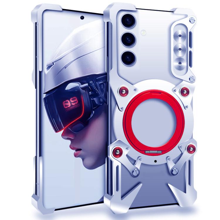 For Samsung Galaxy S23 FE 5G Rotating Bracket Hollow Metal Phone Case with Lanyard