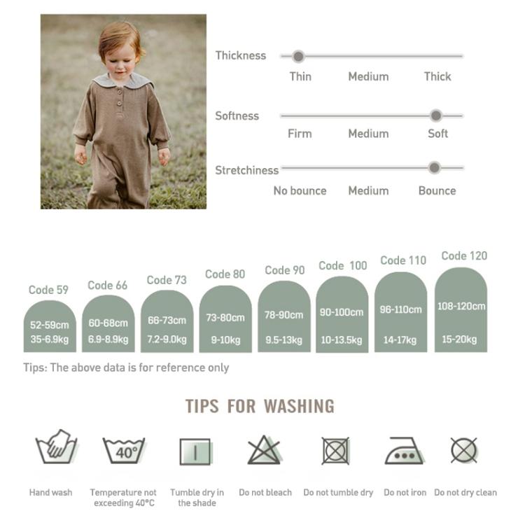Benzdeer Crawling Clothes Toddler Long Sleeve Jumpsuit, Height:66cm
