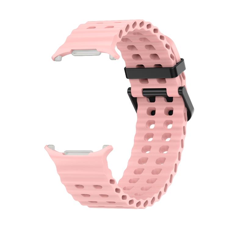 For Samsung Galaxy Watch Ultra 47mm Marine Double Buckle Silicone Watch Band with 3D Curved Film