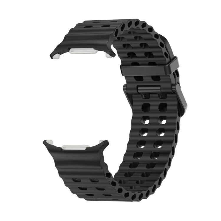 For Samsung Galaxy Watch Ultra 47mm Marine Double Buckle Silicone Watch Band with 3D Curved Film