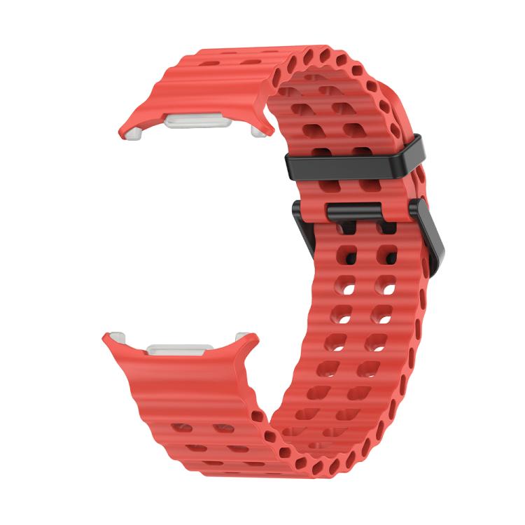 For Samsung Galaxy Watch Ultra 47mm Marine Double Buckle Silicone Watch Band with 3D Curved Film
