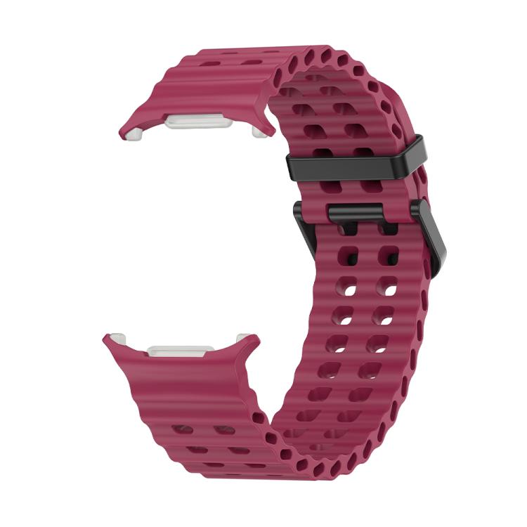For Samsung Galaxy Watch Ultra 47mm Marine Double Buckle Silicone Watch Band with 3D Curved Film