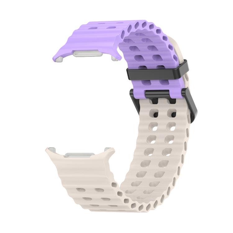 For Samsung Galaxy Watch Ultra 47mm Marine Double Buckle Silicone Watch Band with 3D Curved Film