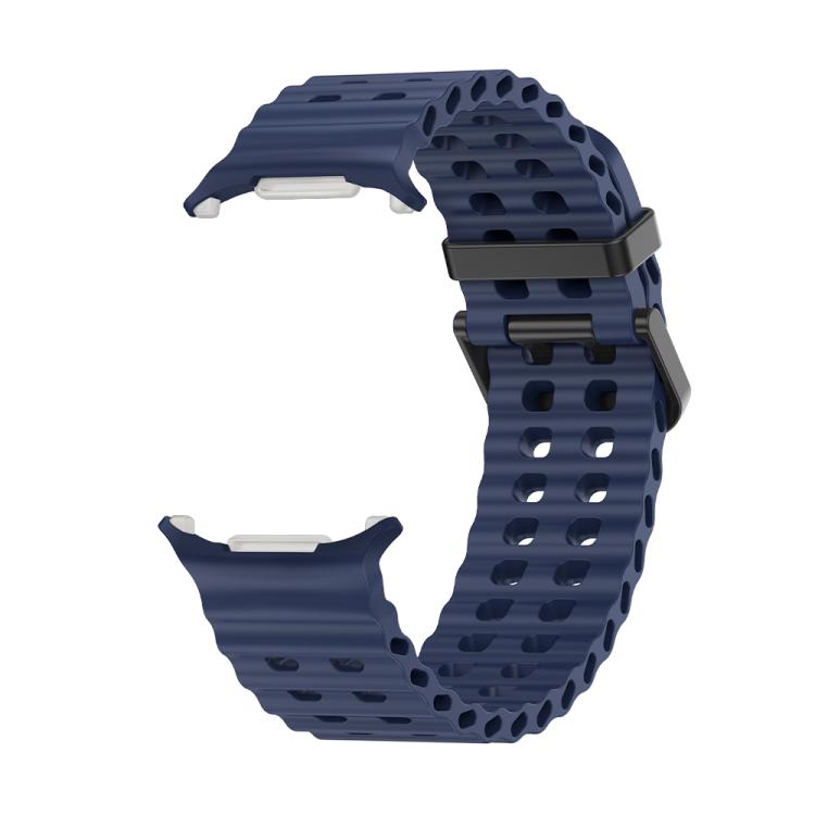 For Samsung Galaxy Watch Ultra 47mm Marine Double Buckle Silicone Watch Band with 3D Curved Film