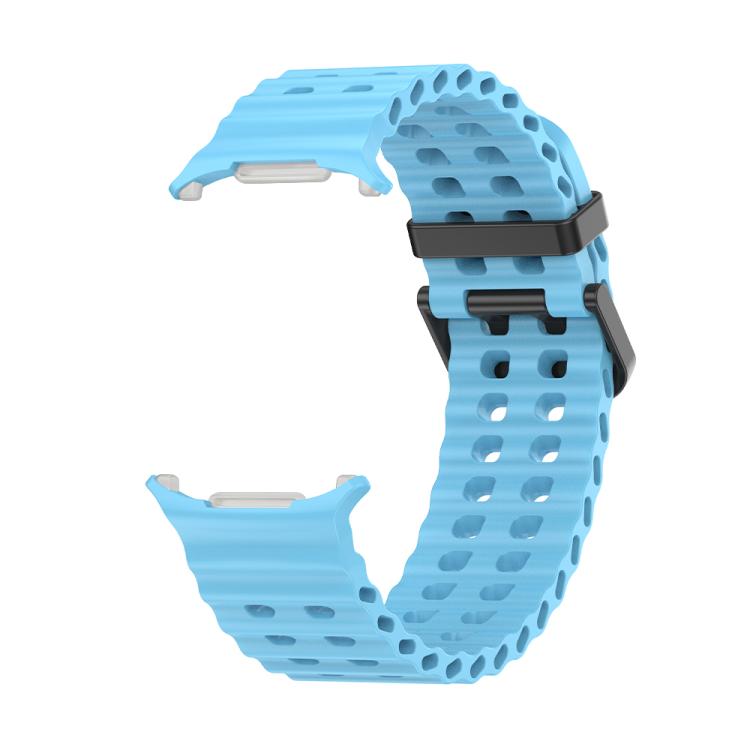For Samsung Galaxy Watch Ultra 2025 Marine Double Buckle Silicone Watch Band with 3D Curved Film