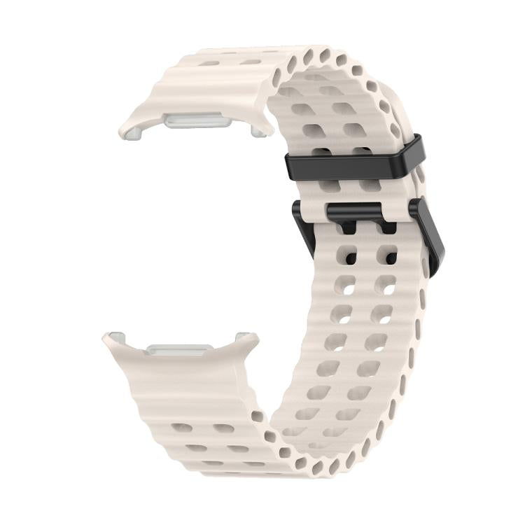 For Samsung Galaxy Watch Ultra 2025 Marine Double Buckle Silicone Watch Band with 3D Curved Film