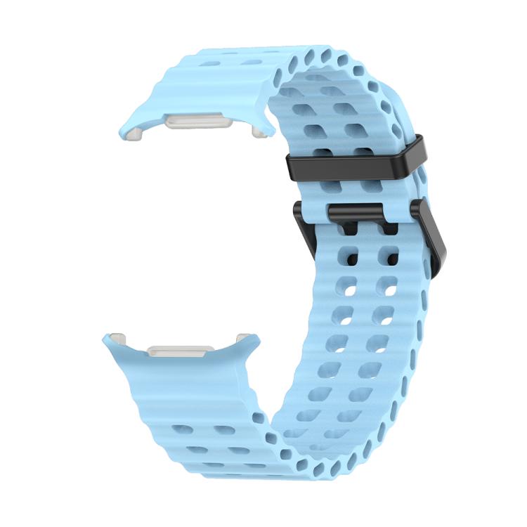 For Samsung Galaxy Watch Ultra 2025 Marine Double Buckle Silicone Watch Band with 3D Curved Film