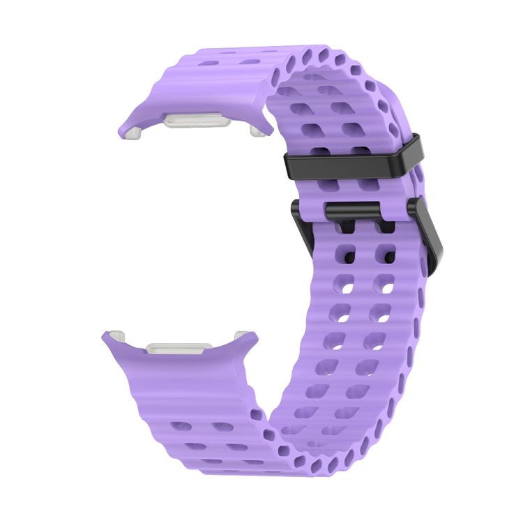 For Samsung Galaxy Watch Ultra 2025 Marine Double Buckle Silicone Watch Band with 3D Curved Film