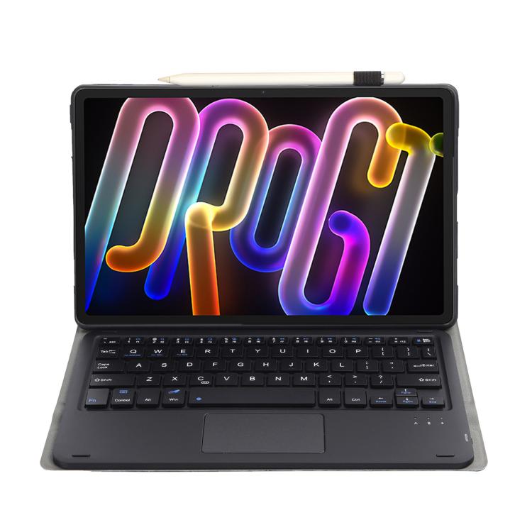 For Lenovo Xiaoxin Pad Pro GT 11.1 2025 AM32-A Ultra-thin Detachable Bluetooth Keyboard Leather Tablet Case with Touchpad - Black