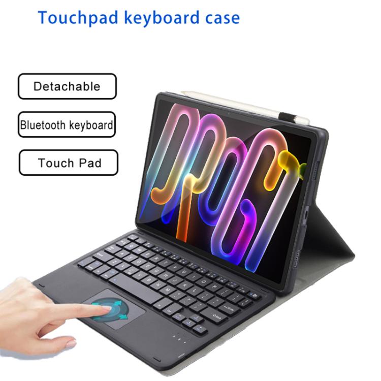 For Lenovo Xiaoxin Pad Pro GT 11.1 2025 AM32-A Ultra-thin Detachable Bluetooth Keyboard Leather Tablet Case with Touchpad - Black