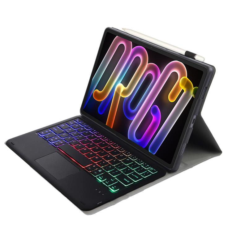 For Lenovo Xiaoxin Pad Pro GT 11.1 2025 AM32-AS Ultra-thin Detachable Backlight Bluetooth Keyboard Leather Tablet Case with Touchpad - Black