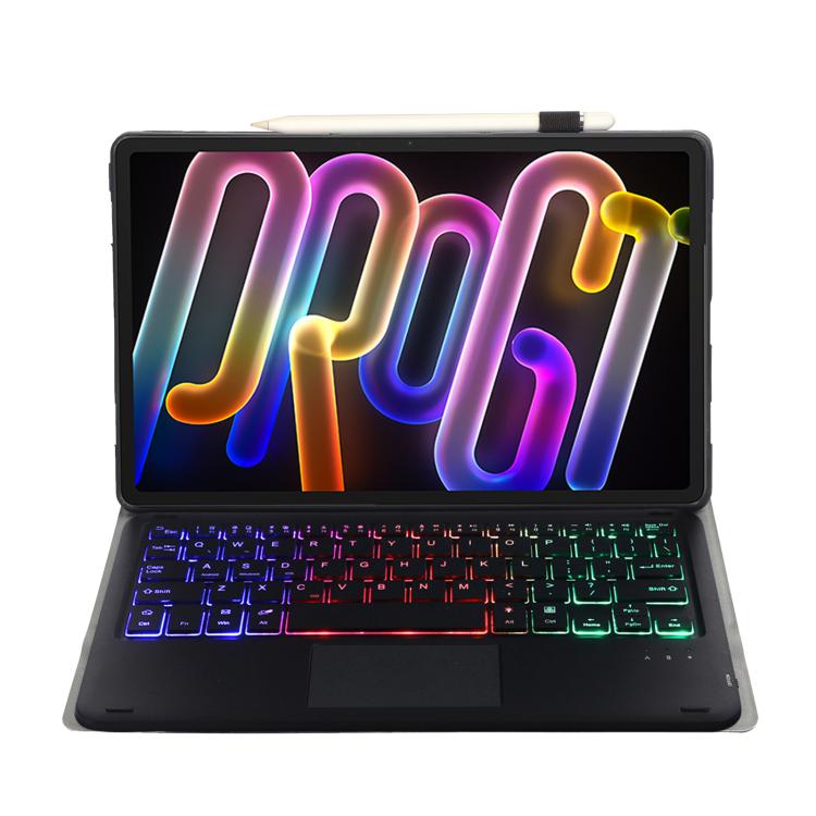 For Lenovo Xiaoxin Pad Pro GT 11.1 2025 AM32-AS Ultra-thin Detachable Backlight Bluetooth Keyboard Leather Tablet Case with Touchpad - Black