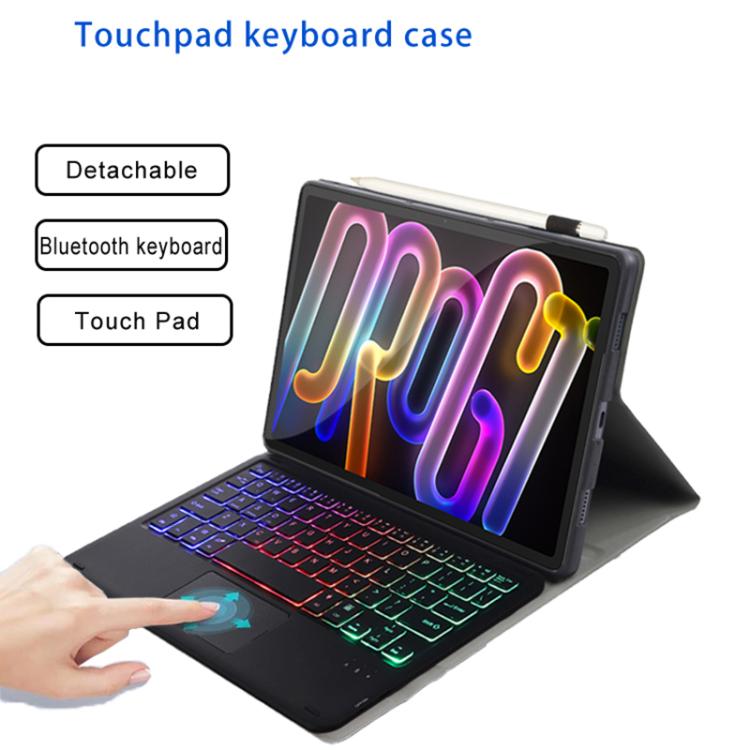 For Lenovo Xiaoxin Pad Pro GT 11.1 2025 AM32-AS Ultra-thin Detachable Backlight Bluetooth Keyboard Leather Tablet Case with Touchpad - Black