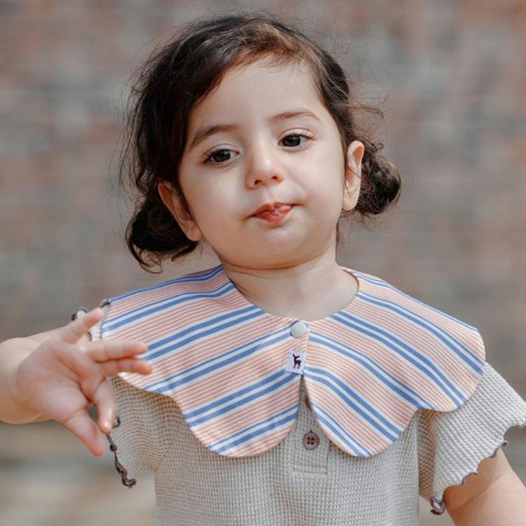 Benzdeer Petal Shape Bib Infants Saliva Towel, Pink and Blue Stripes