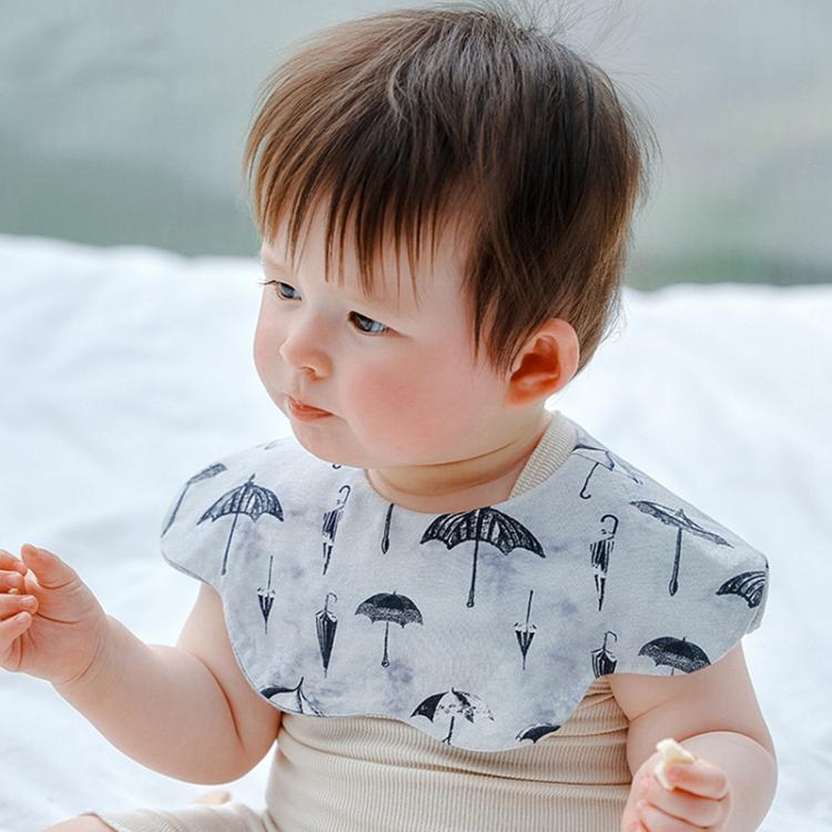 Benzdeer Petal Shape Bib Infants Saliva Towel, Retro Umbrella