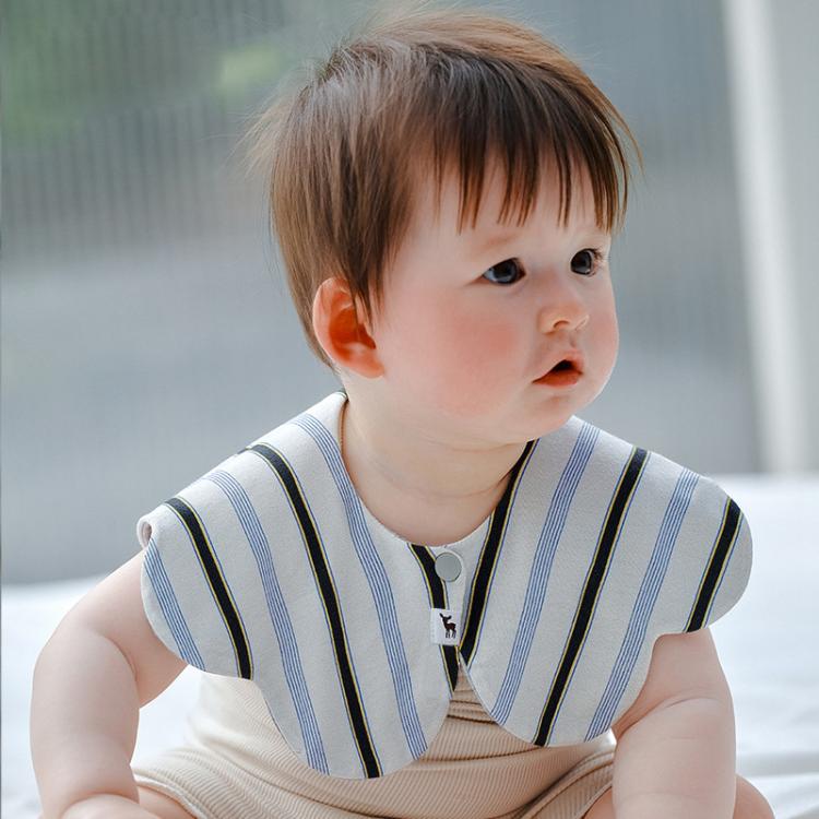 Benzdeer Petal Shape Bib Infants Saliva Towel, Black Gold and Blue Stripes