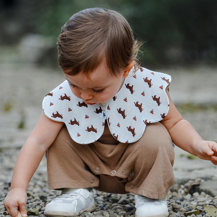 Benzdeer Petal Shape Bib Infants Saliva Towel, Flowers and Horses