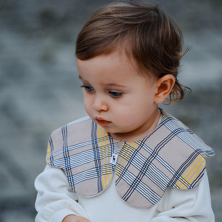 Benzdeer Petal Shape Bib Infants Saliva Towel, Brown Check