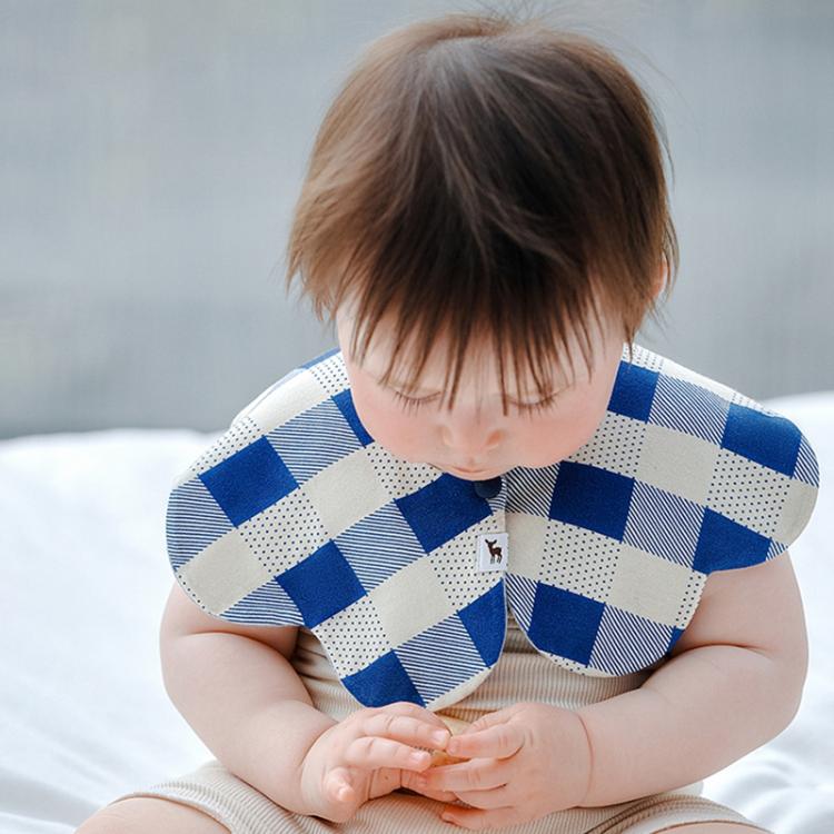 Benzdeer Petal Shape Bib Infants Saliva Towel, Blue Grid