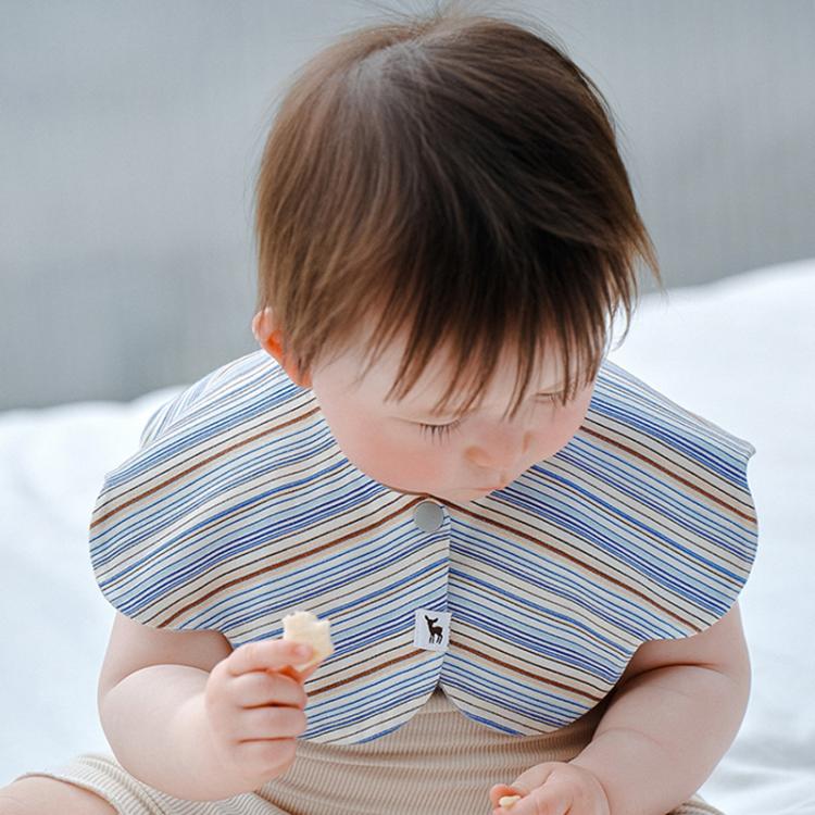 Benzdeer Petal Shape Bib Infants Saliva Towel, Blue Stripes