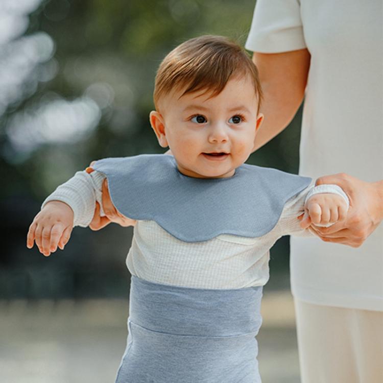Benzdeer Petal Shape Bib Infants Saliva Towel, Round Blue