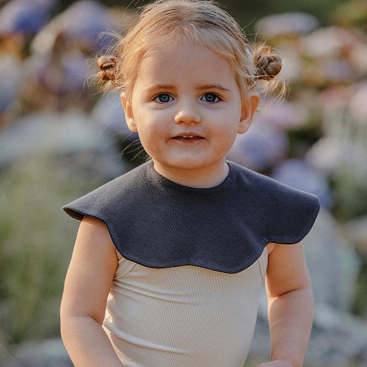 Benzdeer Petal Shape Bib Infants Saliva Towel, Round Charcoal Grey