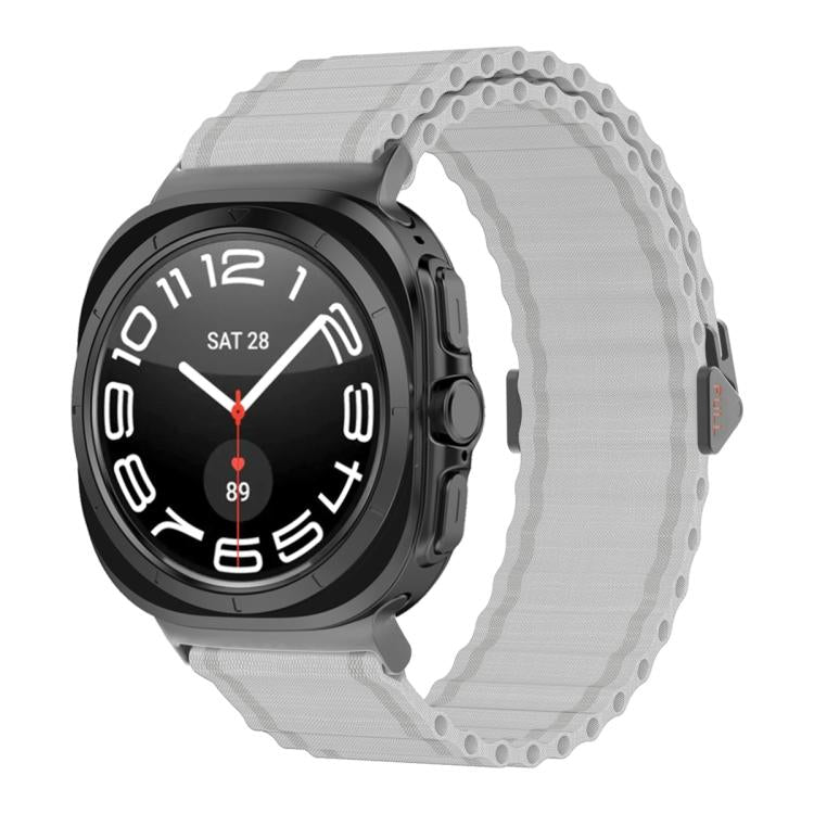For Samsung Galaxy Watch Ultra 47mm Marine Loop Nylon Watch Band with 3D Curved Film