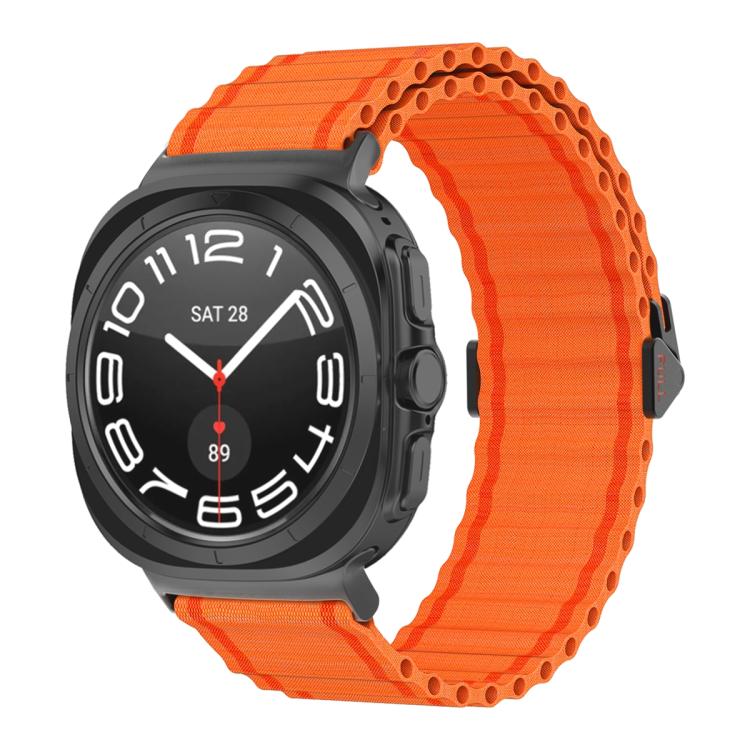 For Samsung Galaxy Watch Ultra 47mm Marine Loop Nylon Watch Band with 3D Curved Film