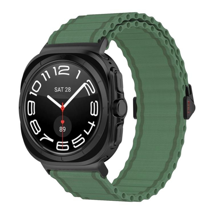 For Samsung Galaxy Watch Ultra 47mm Marine Loop Nylon Watch Band with 3D Curved Film