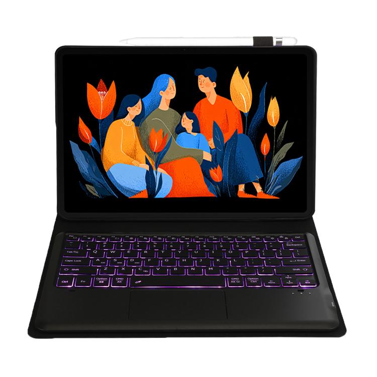For Lenovo Xiaoxin Pad 12.1 2025 AM33-AS TPU Ultra-thin Detachable Backlight Bluetooth Keyboard Leather Case with Touchpad - Black