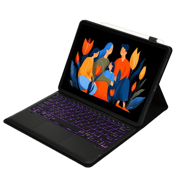 For Lenovo Xiaoxin Pad 12.1 2025 AM33-AS TPU Ultra-thin Detachable Backlight Bluetooth Keyboard Leather Case with Touchpad - Black